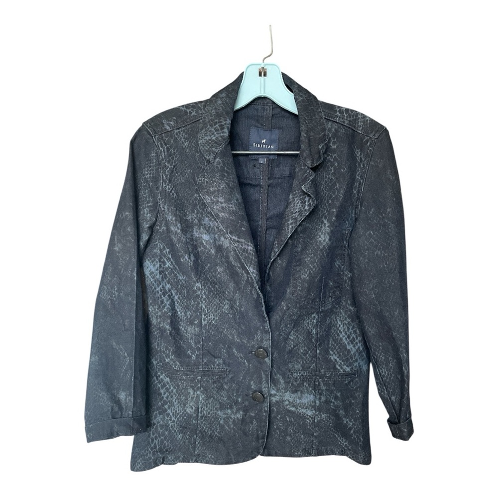Siberian Snakeskin Black Tailored Blazer Size Small Petite